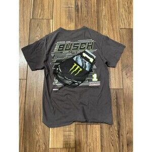 Kurt Busch Monster Energy Chevy Chip Ganassi Racing Gray T-Shirt NASCAR Y2K Sz M